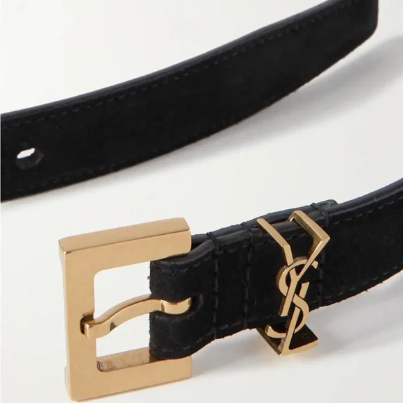 BNIB! Rare! AUTHENTIC Saint Laurent YSL Monogram Suede Belt SIZE 80 MSRP $695 - Picture 9 of 16
